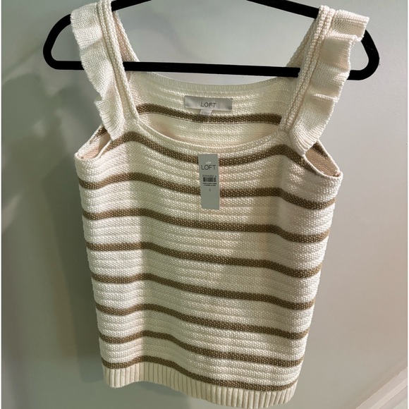 NWT Loft Striped Ruffle Strap Sweater Tank - Picture 4 of 9